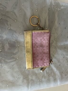 SOLD Rare Coach Pink & Gold Card holder Keychain